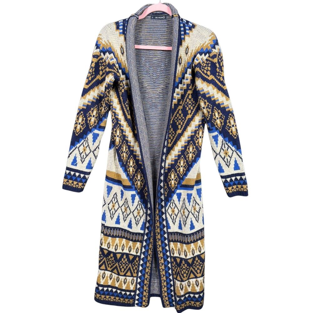 IMANIMO Maternity Marci Open Front Long Sweater Womens Size S Paisley Multicolor